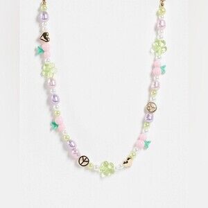 NWOT ASOS DESIGN beaded necklace with mixed cute and cherry beads